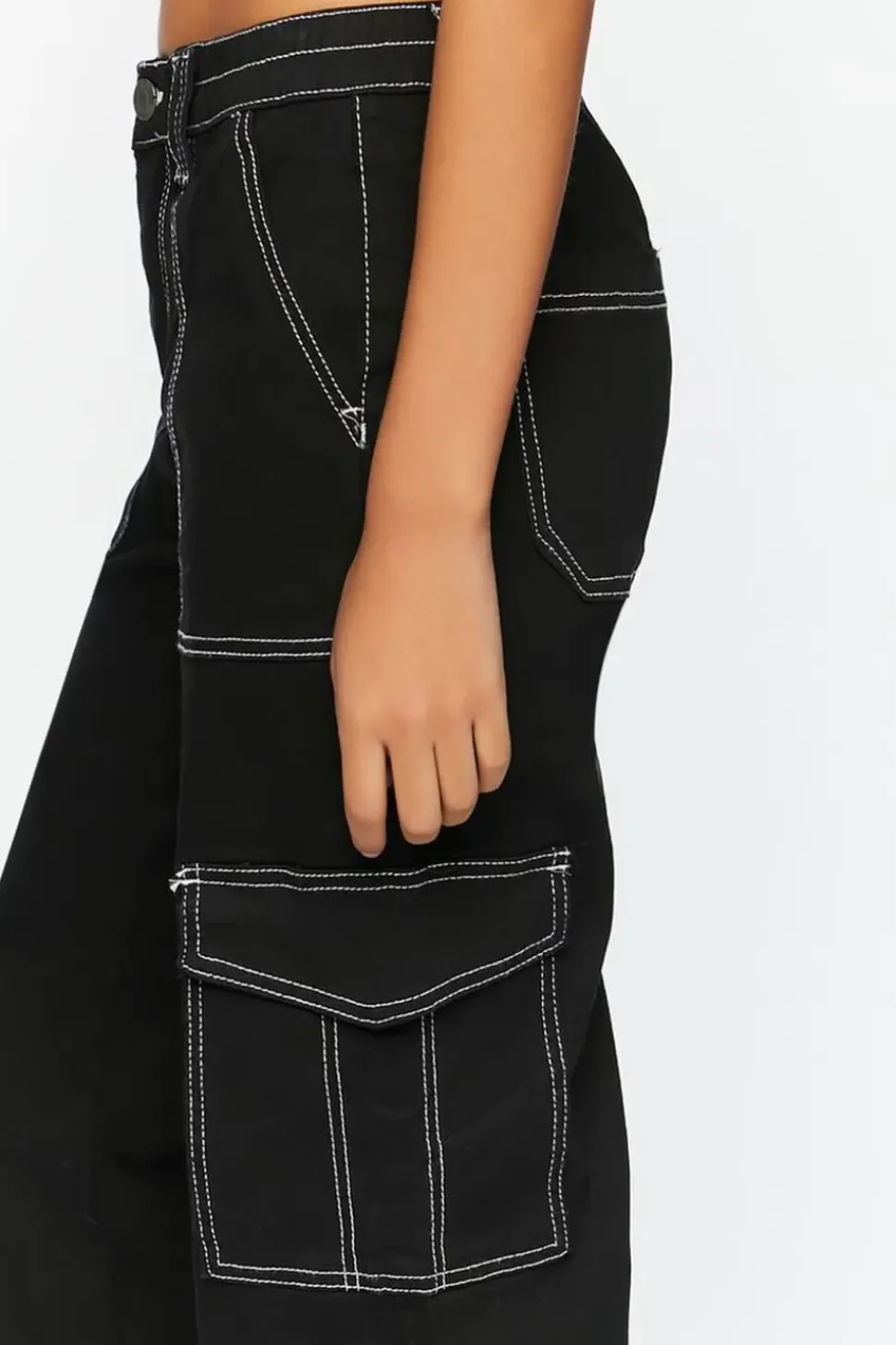 Contrast-Trim Cargo Pants