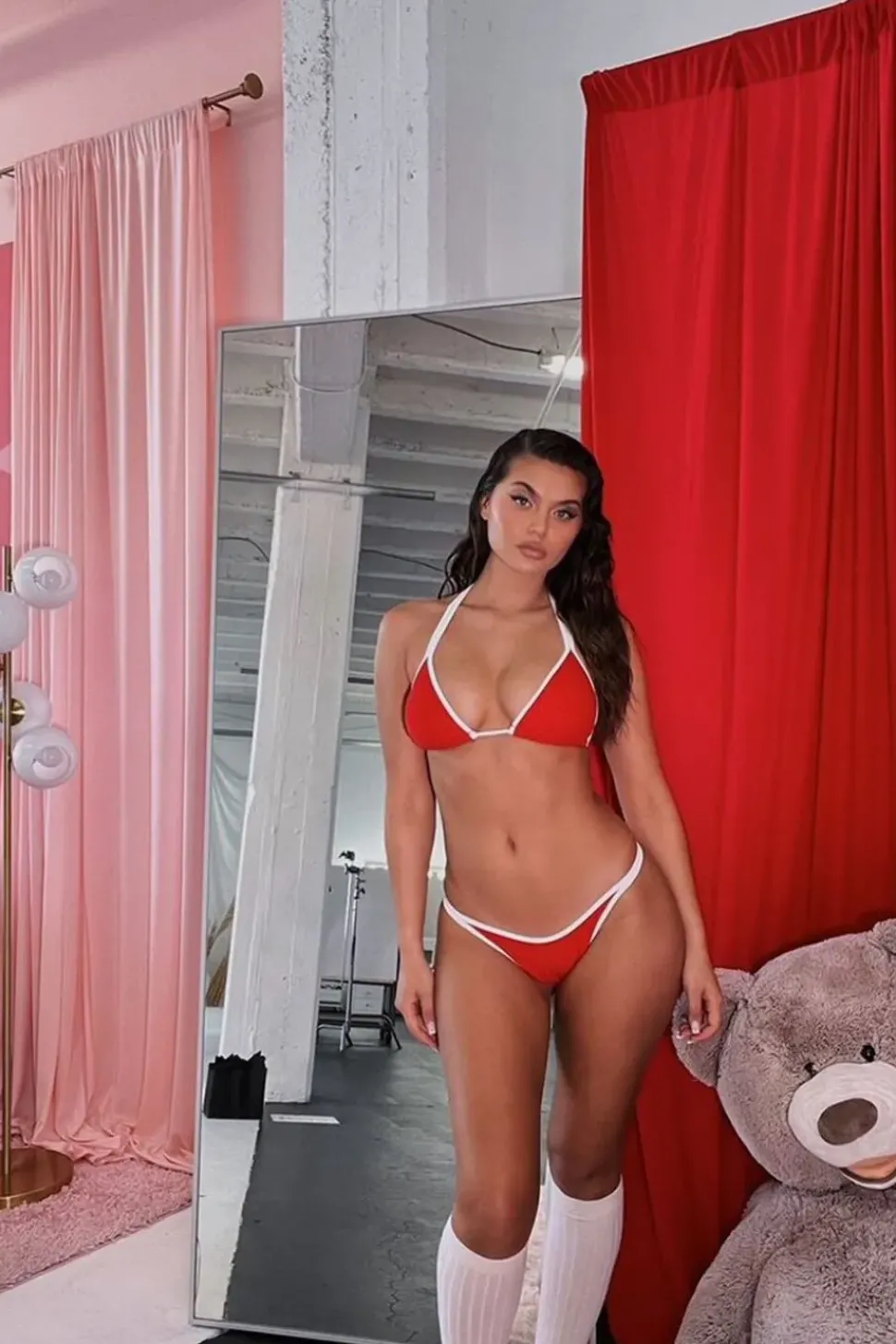 Contrast-Trim High-Leg Bikini Bottoms