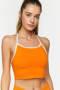 Contrast-Trim Longline Sports Bra