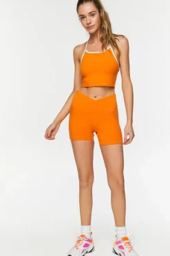 Contrast-Trim Longline Sports Bra