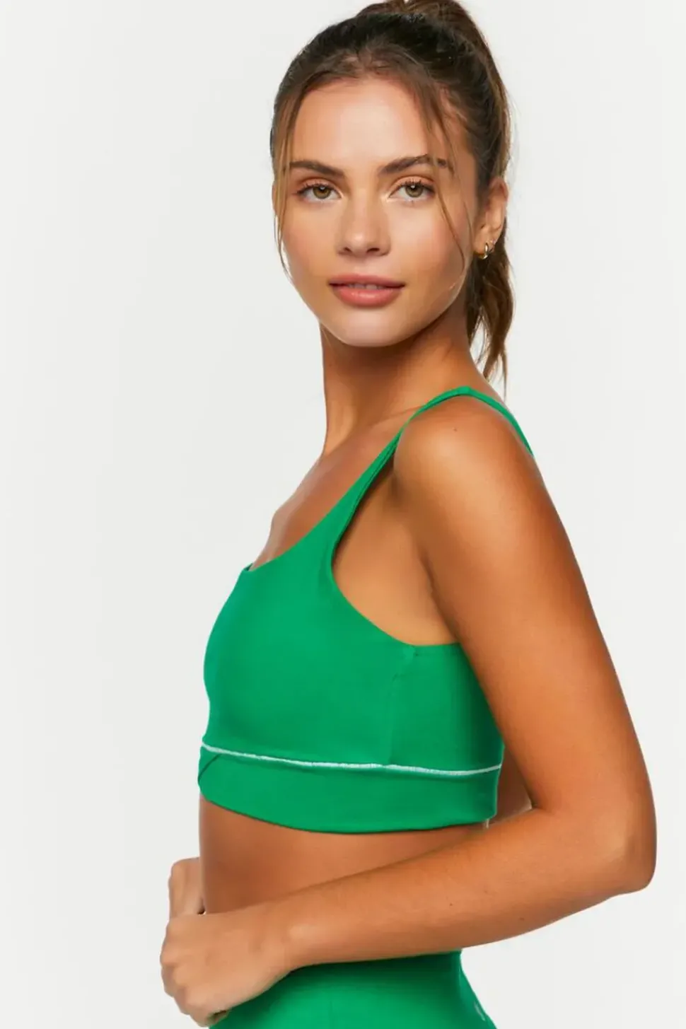 Contrast-Trim Tulip-Hem Sports Bra