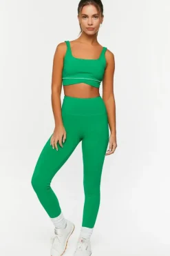 Contrast-Trim Tulip-Hem Sports Bra