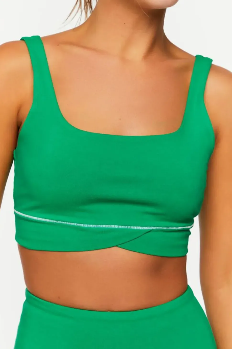 Contrast-Trim Tulip-Hem Sports Bra