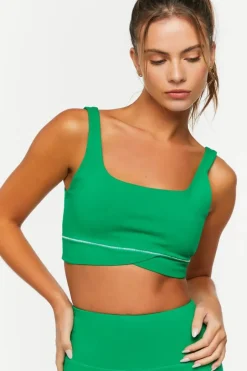 Contrast-Trim Tulip-Hem Sports Bra