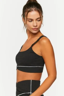 Contrast-Trim Tulip-Hem Sports Bra