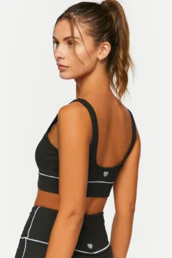 Contrast-Trim Tulip-Hem Sports Bra