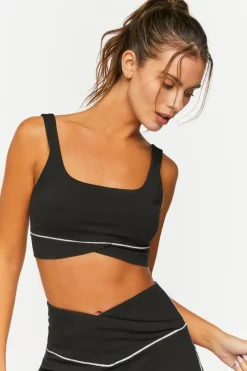 Contrast-Trim Tulip-Hem Sports Bra
