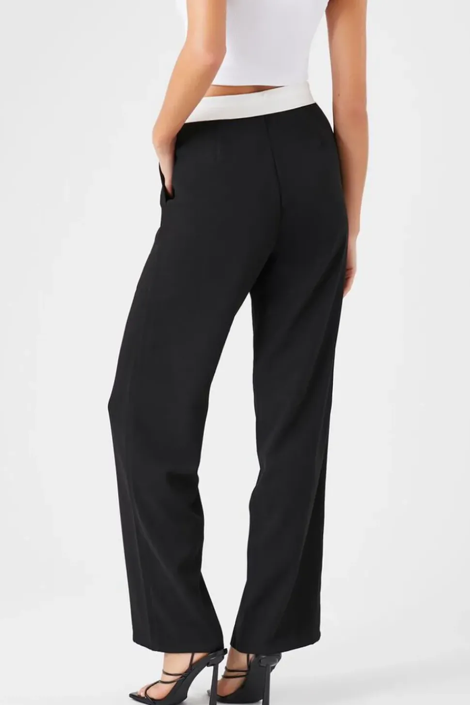 Contrast-Trim Wide-Leg Pants