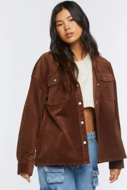 Corduroy Button-Front Shacket