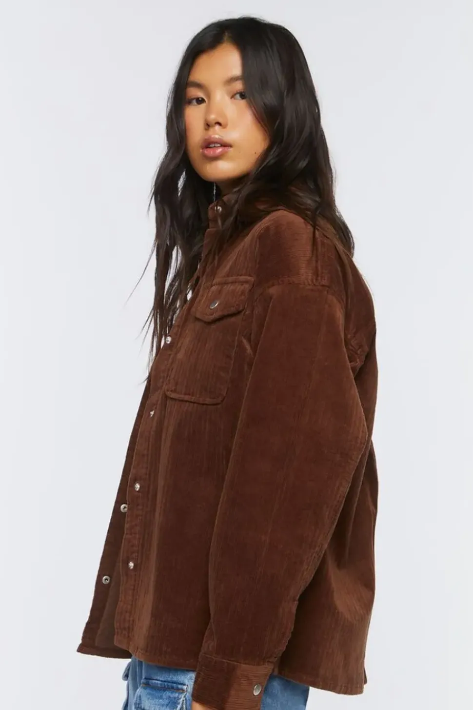 Corduroy Button-Front Shacket