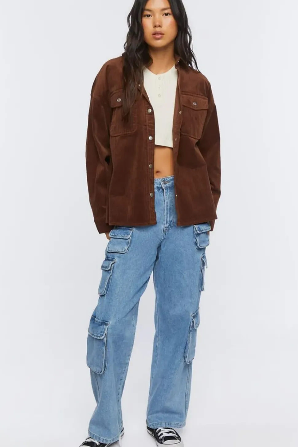 Corduroy Button-Front Shacket