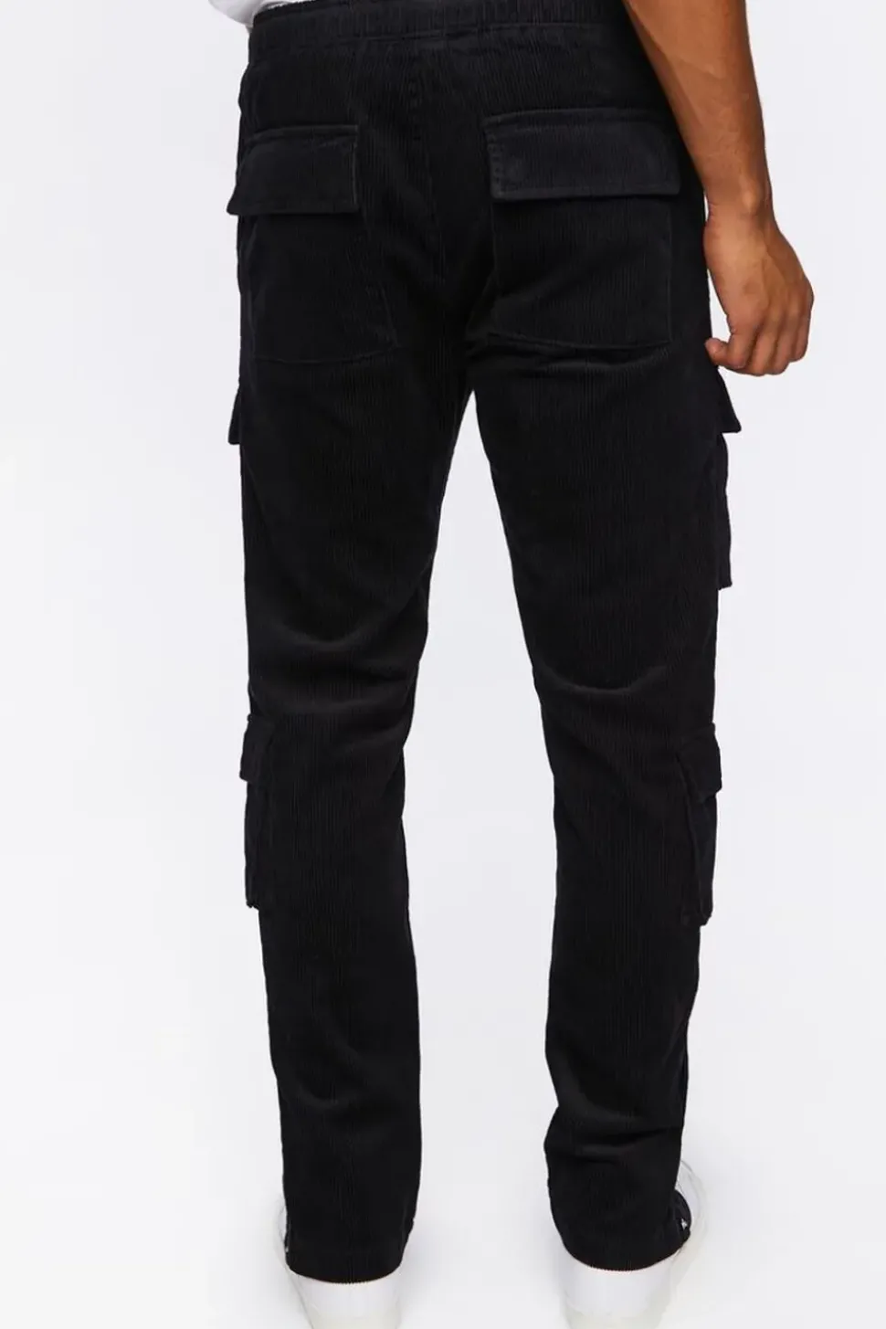 Corduroy Button-Hem Slim-Fit Pants