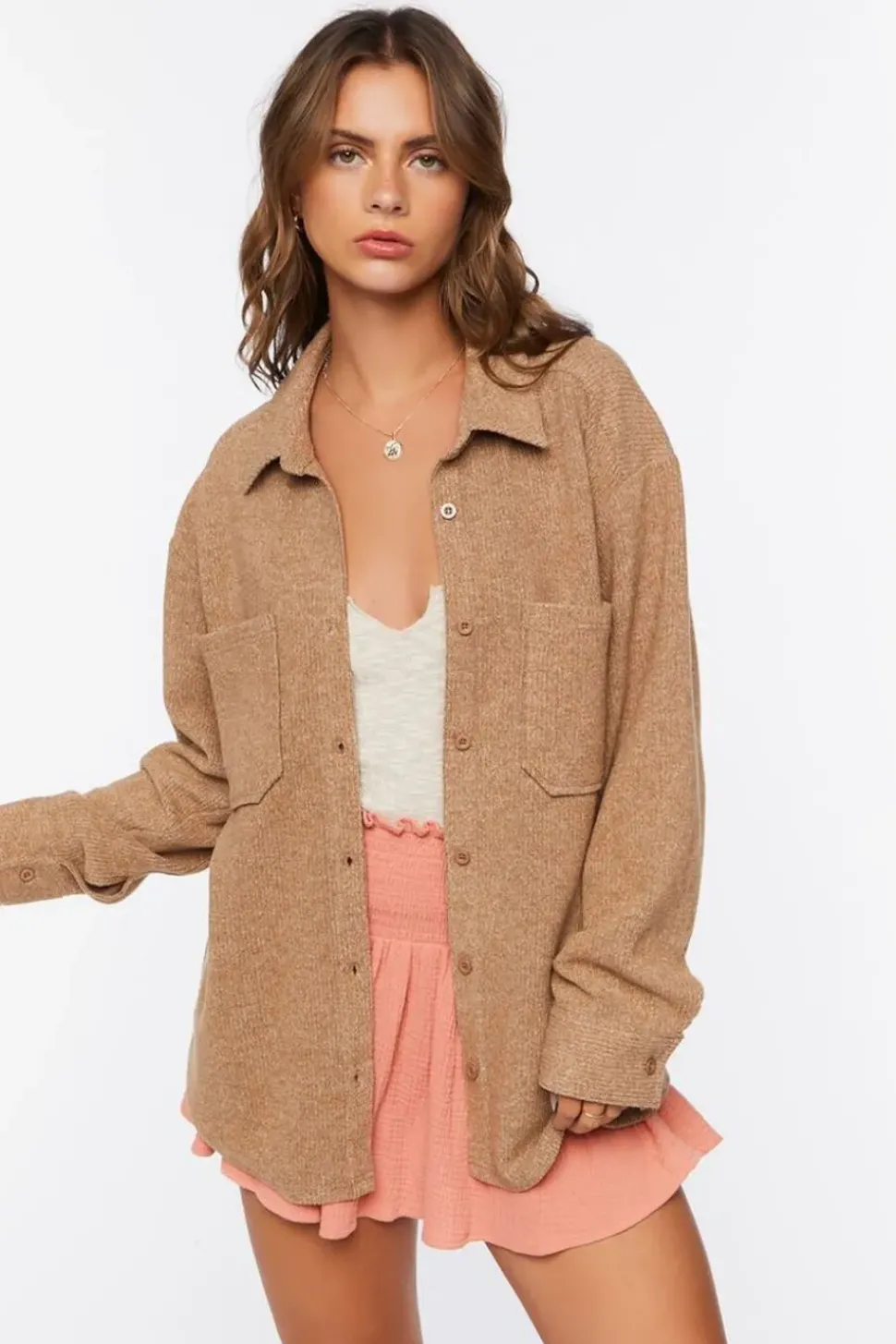 Corduroy Dolphin-Hem Shacket