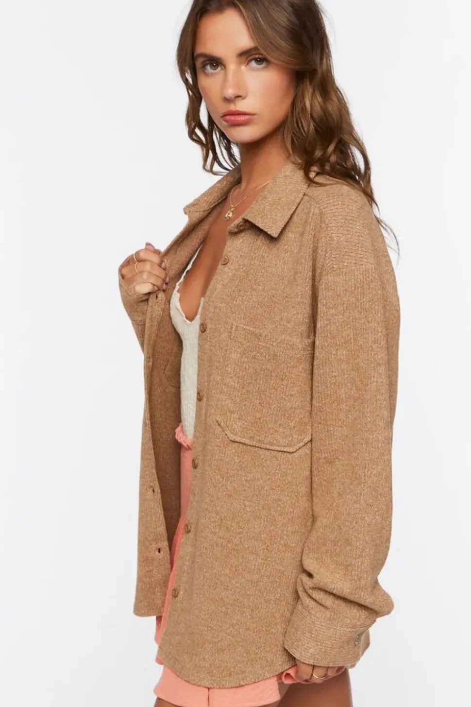 Corduroy Dolphin-Hem Shacket