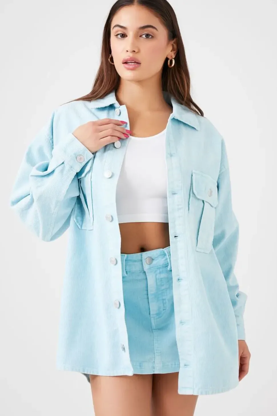 Corduroy Dropped-Sleeve Shacket
