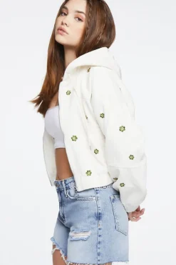 Corduroy Floral Embroidered Jacket