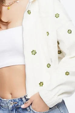 Corduroy Floral Embroidered Jacket