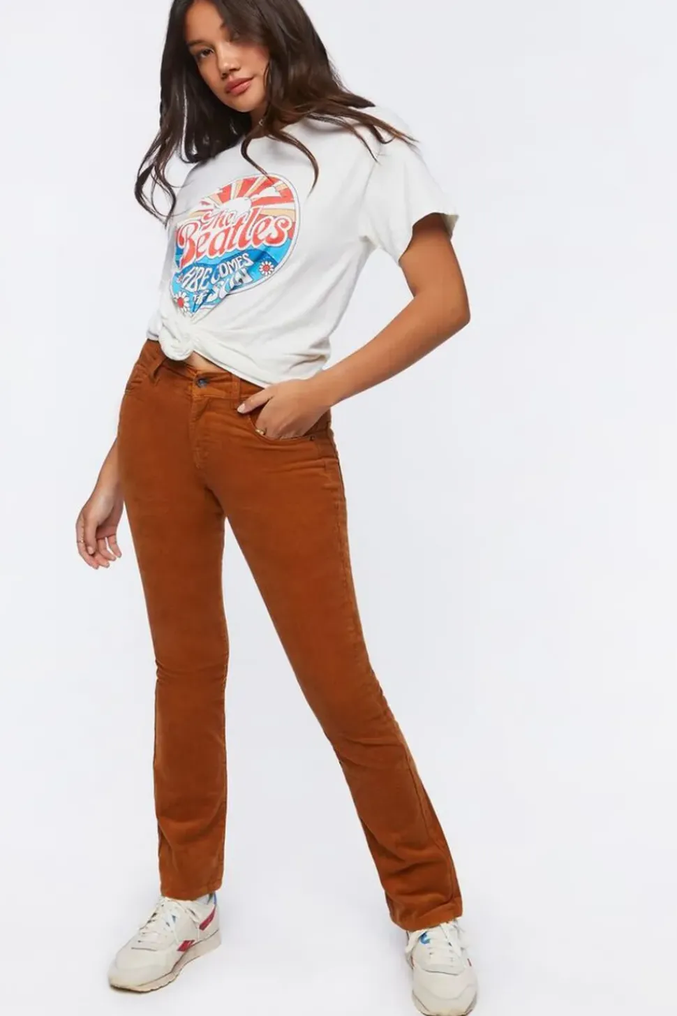 Corduroy Mid-Rise Bootcut Pants
