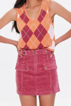 Corduroy O-Ring Mini Skirt