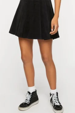 Corduroy Pleated Mini Skirt