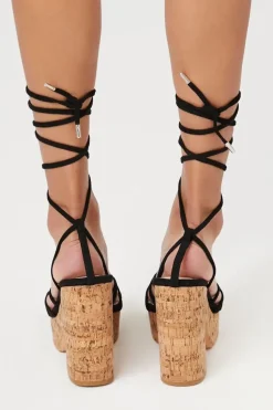 Cork Platform Lace-Up Heels