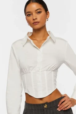 Corset Cropped Poplin Shirt
