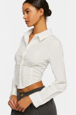 Corset Cropped Poplin Shirt