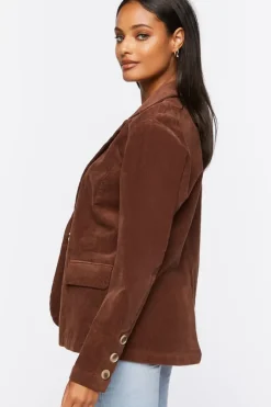 Cotton-Blend Button-Front Blazer