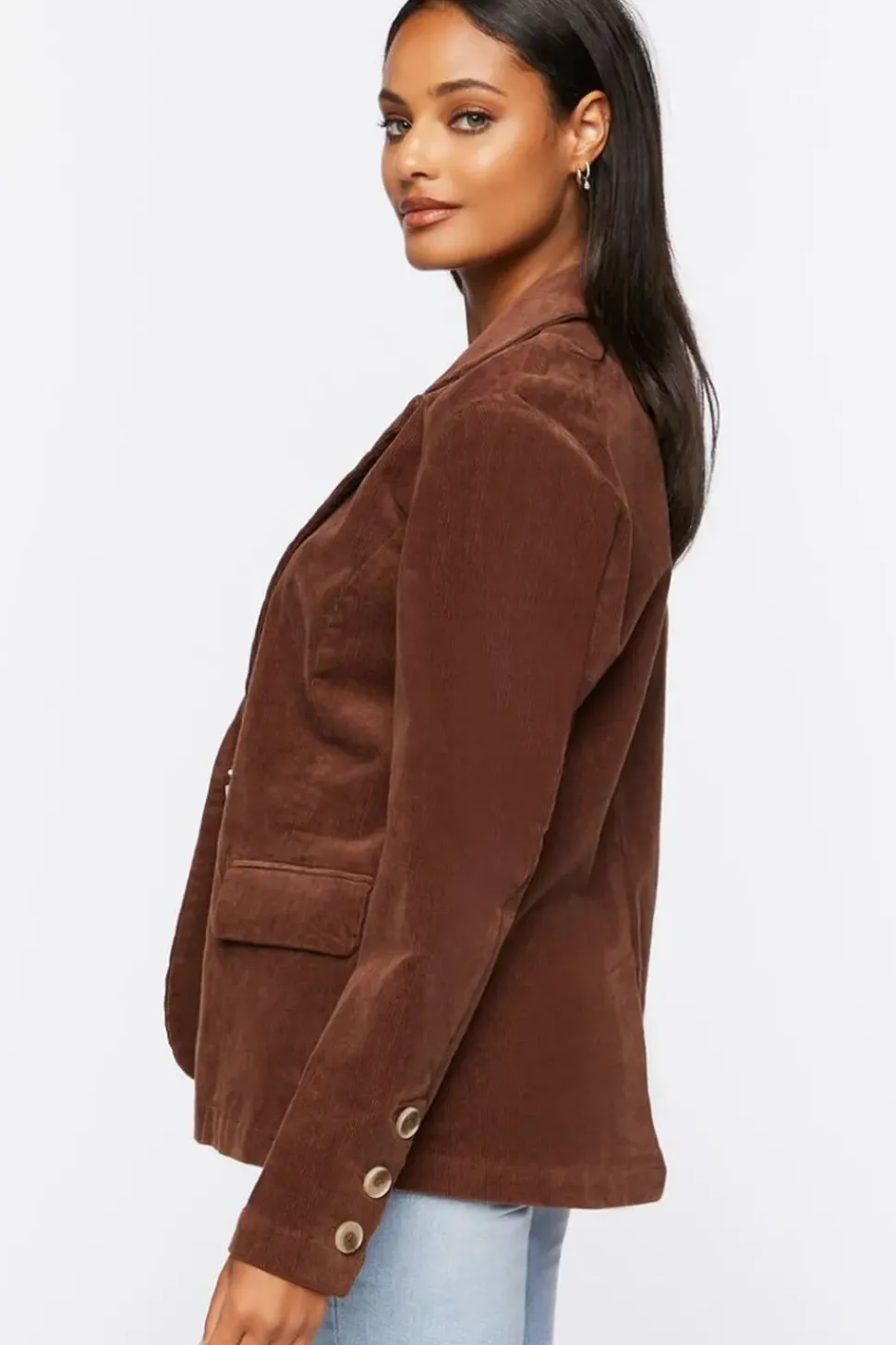 Cotton-Blend Button-Front Blazer