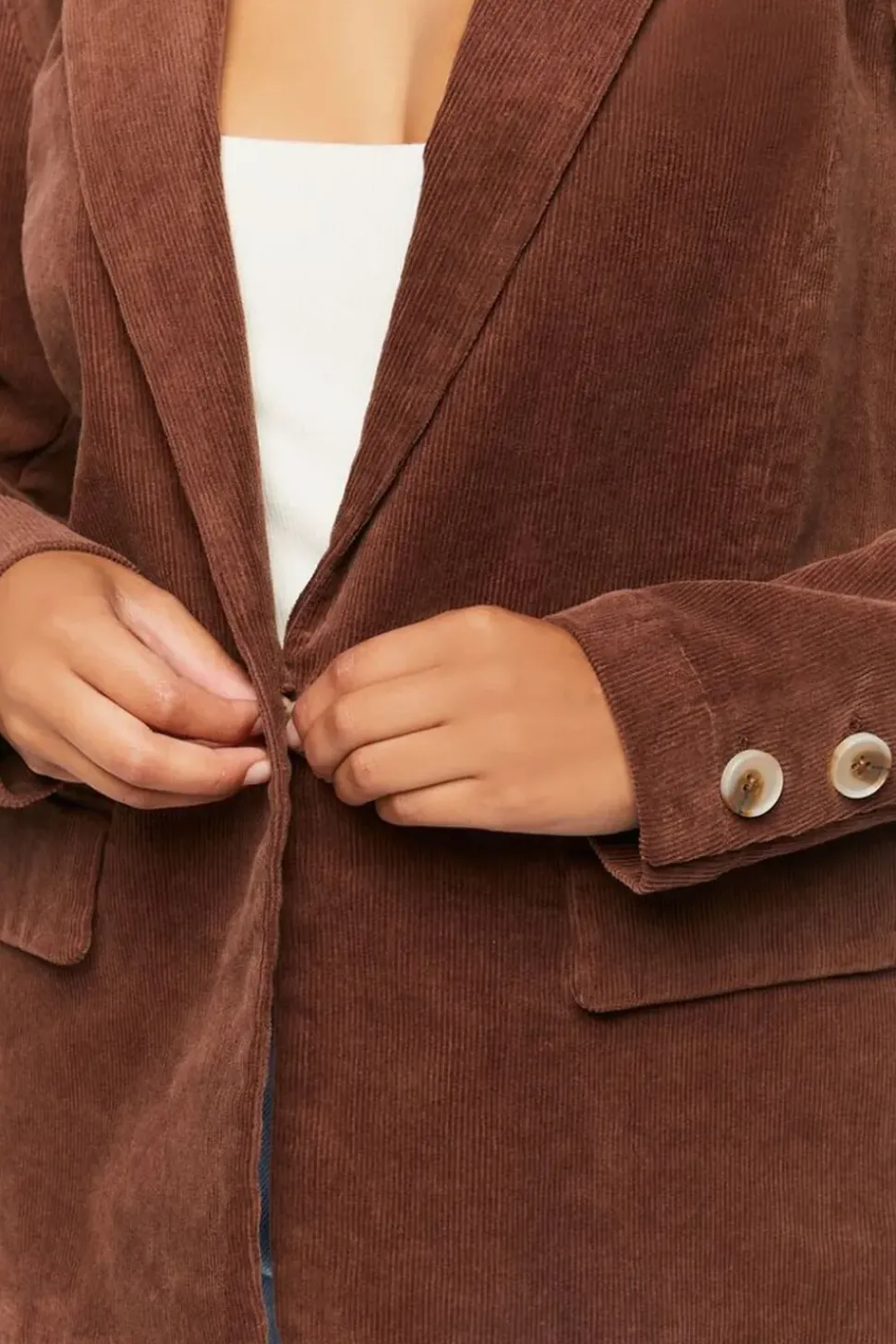 Cotton-Blend Button-Front Blazer