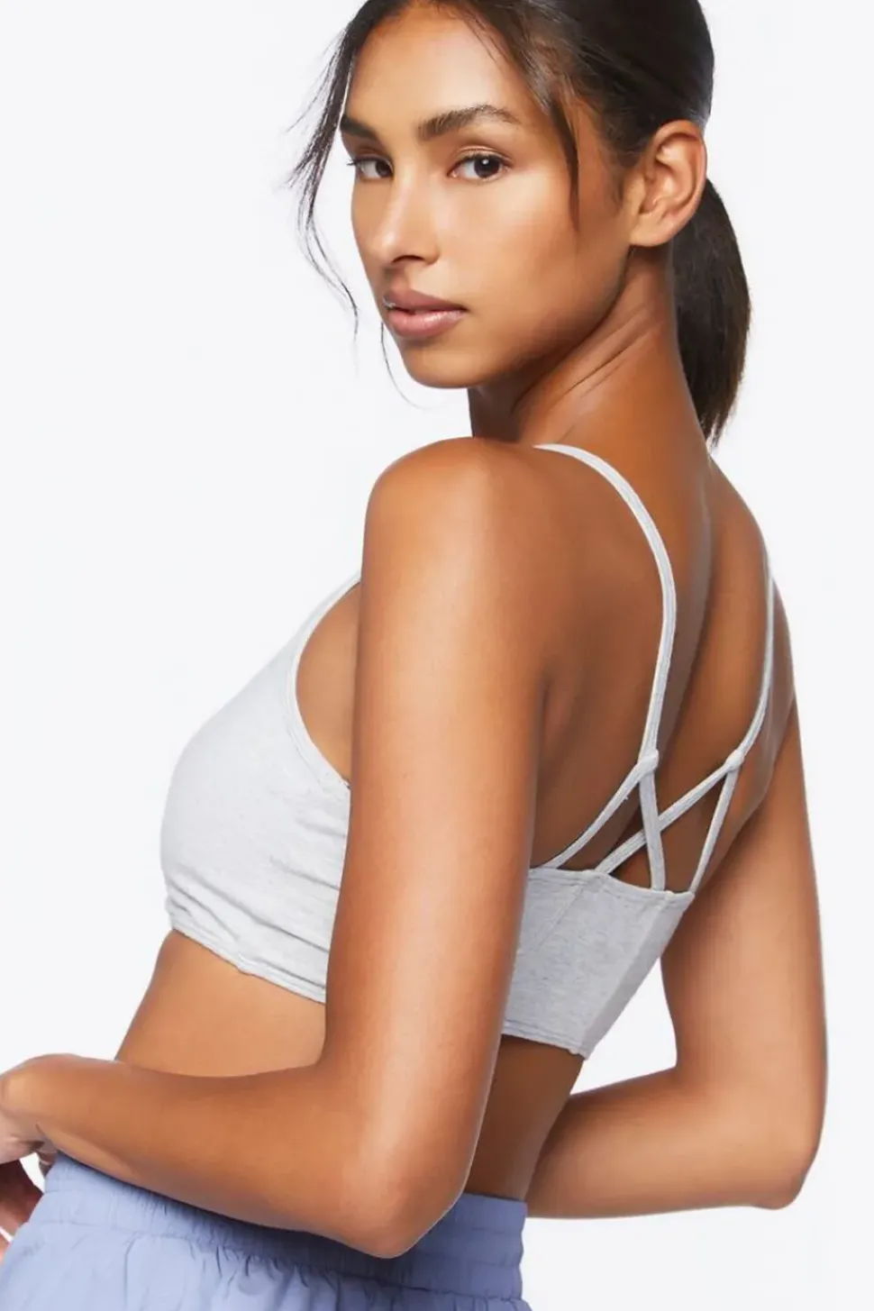 Cotton-Blend Longline Sports Bra