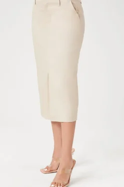 Cotton-Blend Pencil Midi Skirt