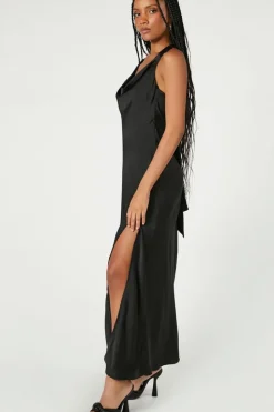 Cowl Halter Maxi Slip Dress