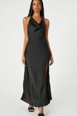 Cowl Halter Maxi Slip Dress
