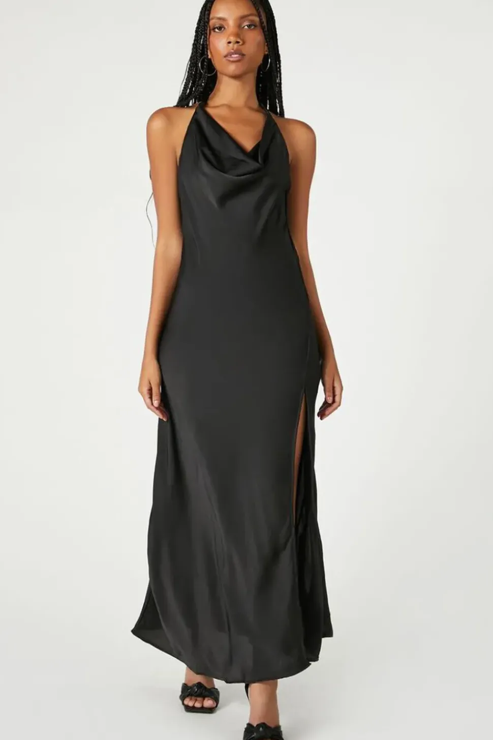 Cowl Halter Maxi Slip Dress