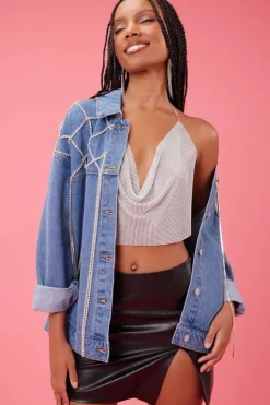 Cowl Neck Chainmail Halter Top