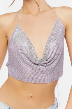 Cowl Neck Chainmail Halter Top
