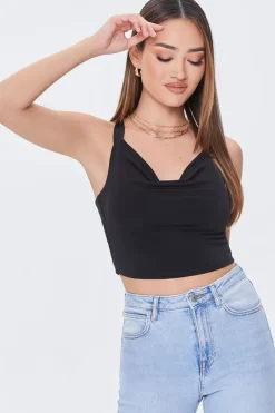 Cowl Neck Ruched Crop Top