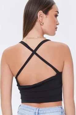 Cowl Neck Ruched Crop Top