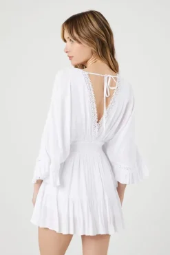 Crepe Butterfly-Sleeve Mini Dress