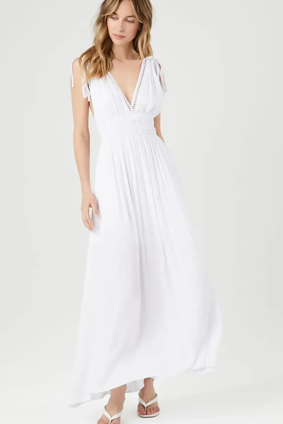 Crepe Caged V-Neck Maxi Dress