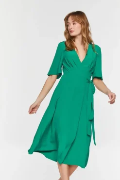 Crepe Midi Wrap Dress