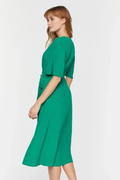 Crepe Midi Wrap Dress