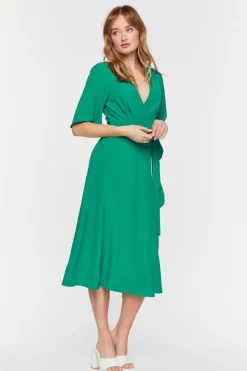 Crepe Midi Wrap Dress