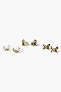 Crescent Moon Stud Earring Set