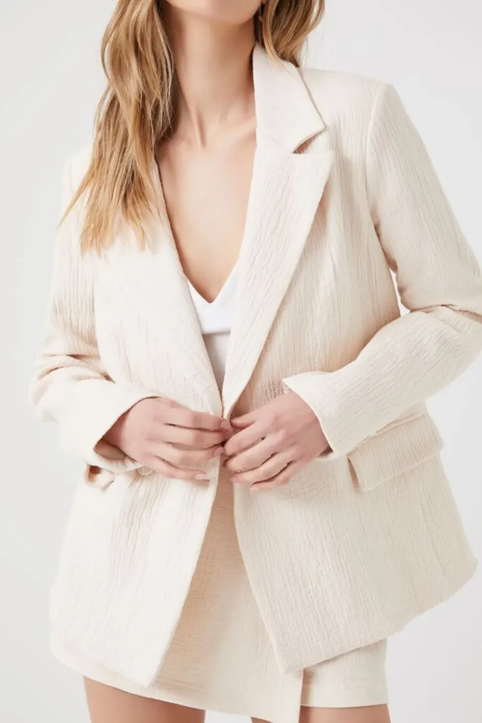 Crinkled Double-Breasted Blazer