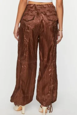 Crinkled Drawstring Parachute Pants