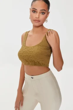 Crinkled Knit Crop Top