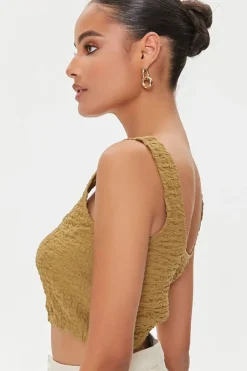 Crinkled Knit Crop Top