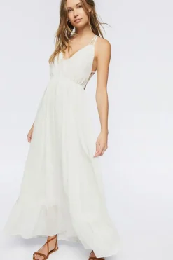 Crisscross Lace-Trim Maxi Dress